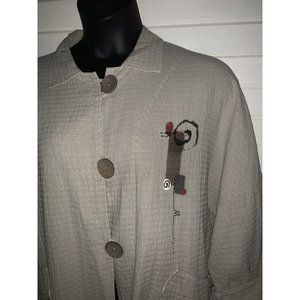 Phoenix Conexion USA Sz XL ART to WEAR Hand Painted Waffle Khaki Jacket EUC